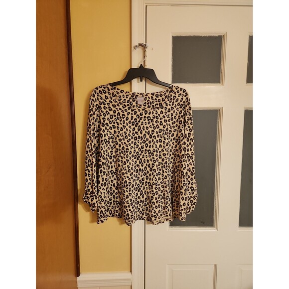 Chico's Leopard-Print 3/4 Sleeves Shirt Size 3 US 16 - Picture 1 of 6